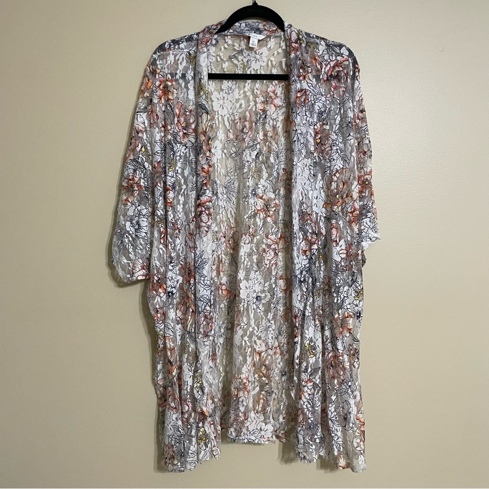 Floral Kimono spring crochet‎ lightweight summer XL